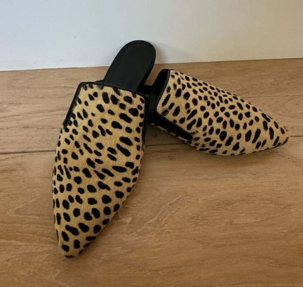 Jenni Kayne Calf Hair Leopard Print Mules